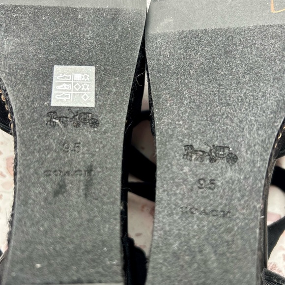 Coach Black Wedge Sandals with Ankle Ties NWOT Size 9.5 - Picture 9 of 12